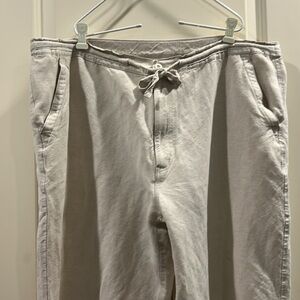 Cubavera Linen Blend Drawstring ZipUp Crop wide Pants pockets Size XXL (44-46)